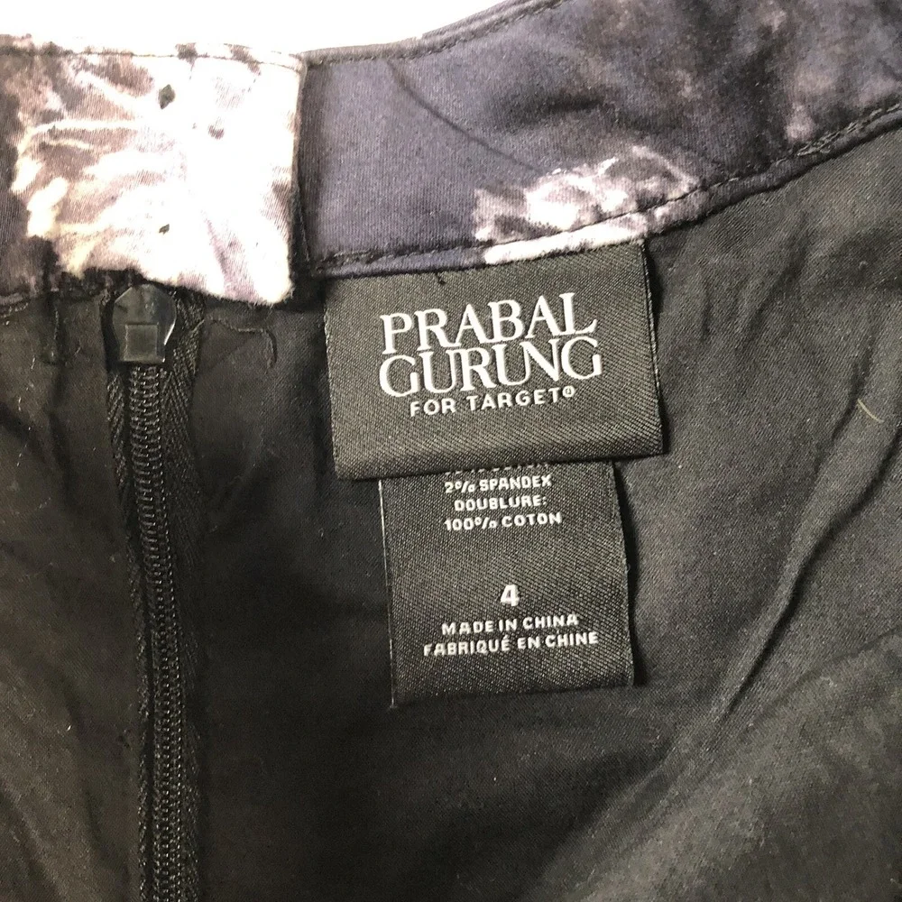 PRABAL GURUNG Target Cotton Gray Floral Full Dance Swing SKIRT 4 A3230